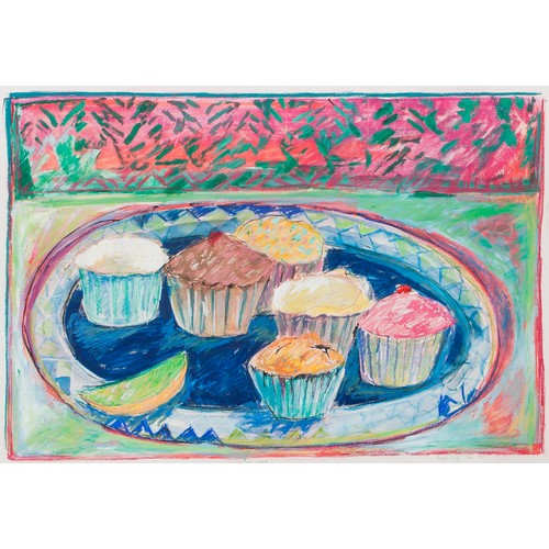 344 - Philippa Graff (South African 1959 - ) CUPCAKES ON A PLATE