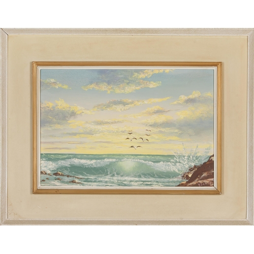 307 - P. Jacob (*** 20th Century) SEAGULLS FLYING OVER THE OCEAN