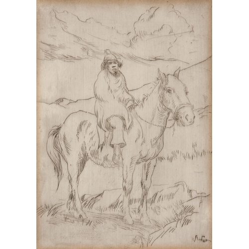 404 - Allerley Glossop (South African 1870 - 1955) FIGURE ON HORSEBACK and PORTRAIT OF A WOMAN, two in the... 