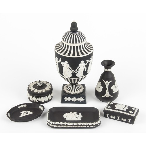 235 - A COLLECTION OF WEDGWOOD BLACK BASALT JASPERWARE