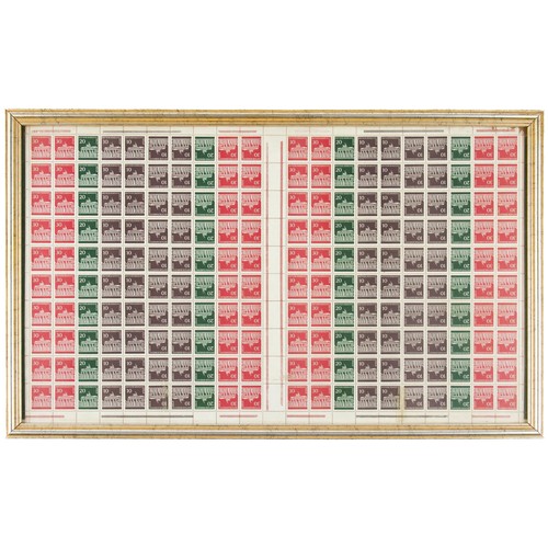 620 - A FRAMED SHEET OF STAMPS