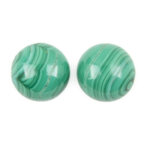 585 - A PAIR OF ROUNDED MALACHITES