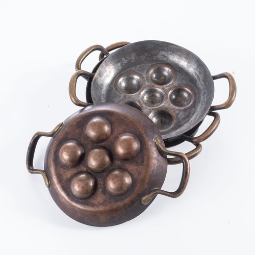 89 - A COLLECTION OF FOUR ASSORTED COPPER EGG POACHERS