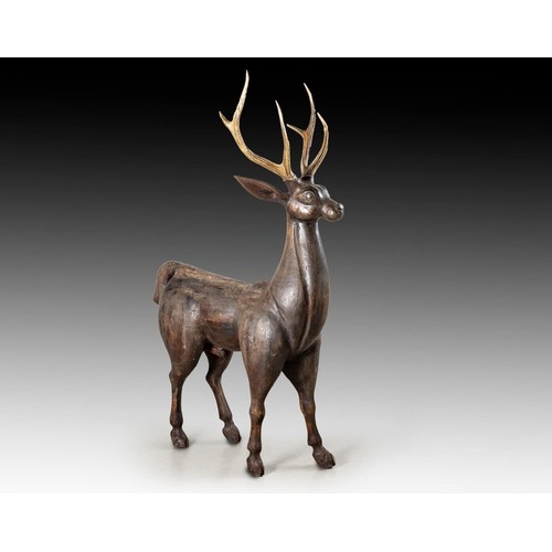 1083 - A THAI HARDWOOD FIGURE OF A STAG, 19TH CENTURY