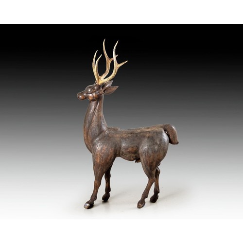 1083 - A THAI HARDWOOD FIGURE OF A STAG, 19TH CENTURY