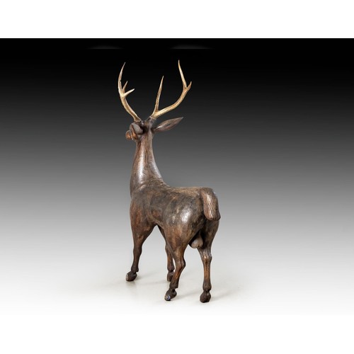 1083 - A THAI HARDWOOD FIGURE OF A STAG, 19TH CENTURY