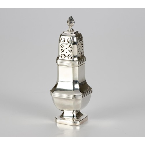 857 - A VICTORIAN SILVER SUGAR CASTER, MAKERS MARK RUBBED, BIRMINGHAM, 1863