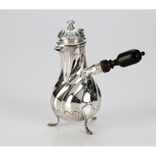 961 - A FRENCH SILVER HOT CHOCOLATE POT, LAGRIFFOUL AND LAVAL, PARIS, 20TH CENTURY