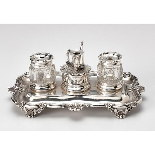 848 - A WILLIAM IV SILVER INKWELL, ROBINSON, EDKINS AND ASTON, BIRMINGHAM, 1835