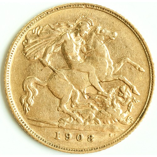 649 - A 1908 KING EDWARD VII GOLD HALF SOVEREIGN