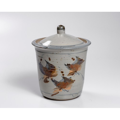 1032 - A LARGE STONEWARE JAR AND COVER