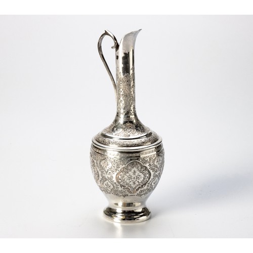 953 - A PERSIAN SILVER WATER JUG, KHOSROW, 19TH CENTURY