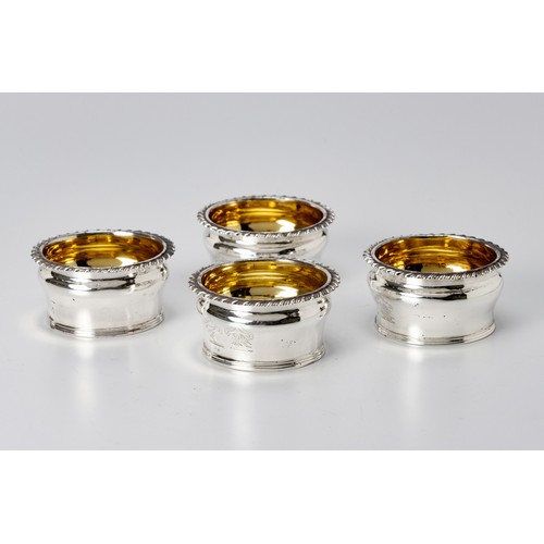 849 - A SET OF FOUR WILLIAM IV SILVER SALTS, MAKERS MARKS RUBBED, LONDON, 1836