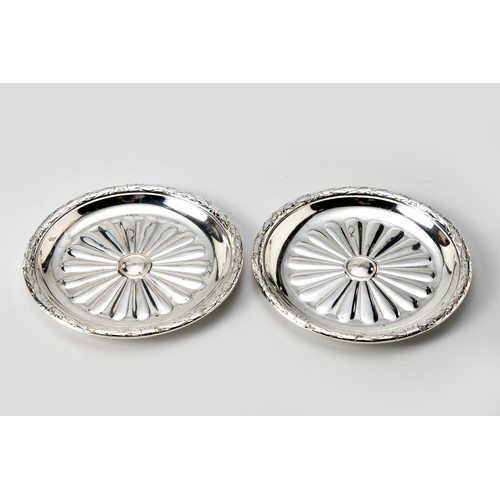 1004 - A PAIR OF SILVER-PLATE WINE BOTTLE COASTERS, CHRISTOFLE, FRANCE, 20TH CENTURY