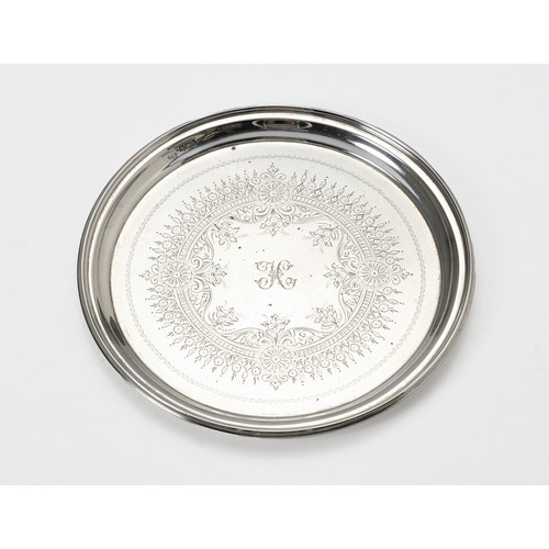 863 - A VICTORIAN SILVER CARD TRAY, JOHN ROUND AND SON LTD, SHEFFIELD,1893