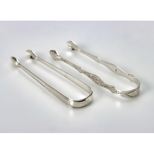 835 - TWO PAIRS OF SILVER SUGAR TONGS, PETER AND WILLIAM BATEMAN