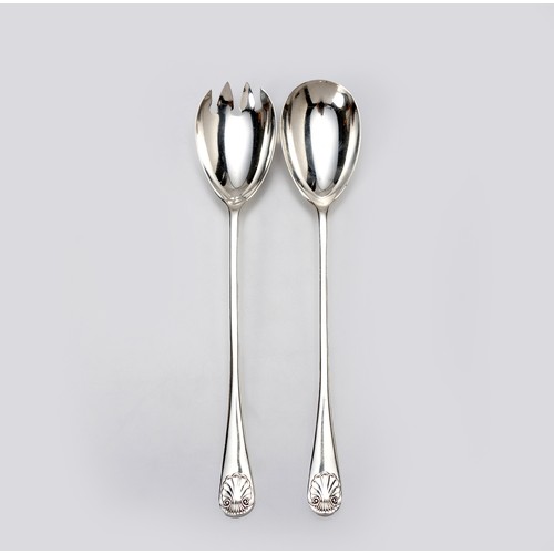 920 - A PAIR OF GEORGE VI SILVER OLD ENGLISH PATTERN SALAD SERVERS, THOMAS BRADBURY SONS LTD, SHEFFIELD, 1... 