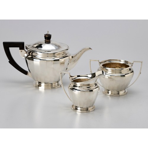 911 - A GEORGE V SILVER THREE PIECE TEA SERVICE, DOCKER AND BURN LTD, BIRMINGHAM, 1921