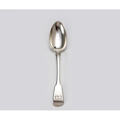 841 - A GEORGE IV SILVER FIDDLE PATTERN SERVING SPOON, JOHN AND HENRY LIAS, LONDON, 1821