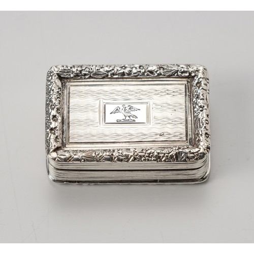 843 - A GEORGE IV SILVER VINAIGRETTE, THOMAS SHAW, BIRMINGHAM, 1825