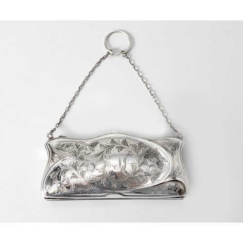 899 - AN EDWARD VII SILVER PURSE, CHARLES LYSTER AND SON, BIRMINGHAM, 1910