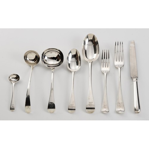 858 - A VICTORIAN SILVER OLD ENGLISH PATTERN CUTLERY SET, FREDERICK WILSON AND WILLIAM DAVIS, LONDON, 1874