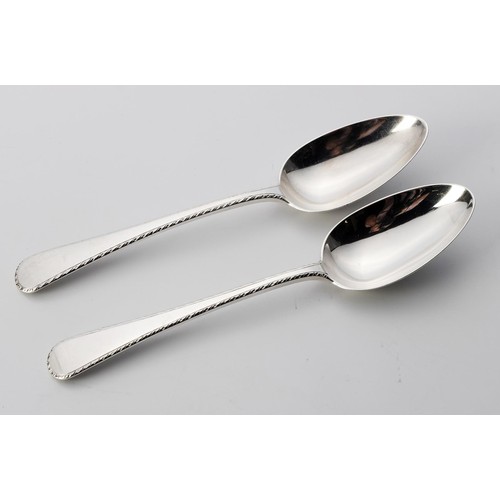 839 - A PAIR OF GEORGE III SILVER OLD ENGLISH FEATHER EDGE PATTERN SERVING SPOONS, PAUL STORR, LONDON, 181... 