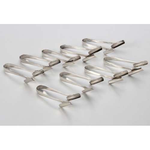 981 - NINE ELECTROPLATE ICE TONGS, JAMES DIXON AND SONS, SHEFFIELD, 20TH CENTURY