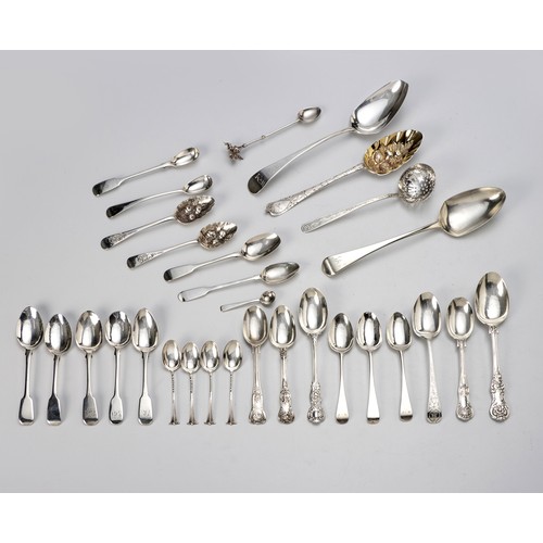 943 - A COLLECTION OF SILVER FLATWARE, VARIOUS MAKERS AND DATES