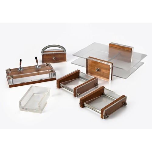 148 - A LUCITE AND WOODEN DESK SET, DESIGNED BY HERB RITTS