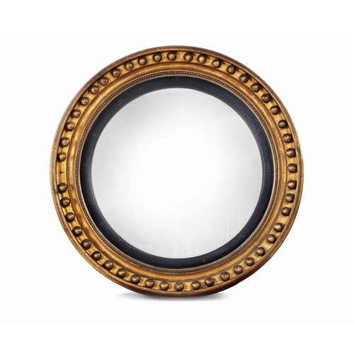 215 - A REGENCY GILT CONVEX MIRROR