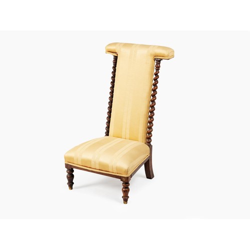 231 - A MAHOGANY PRIE DIEU CHAIR, 19TH CENTURY