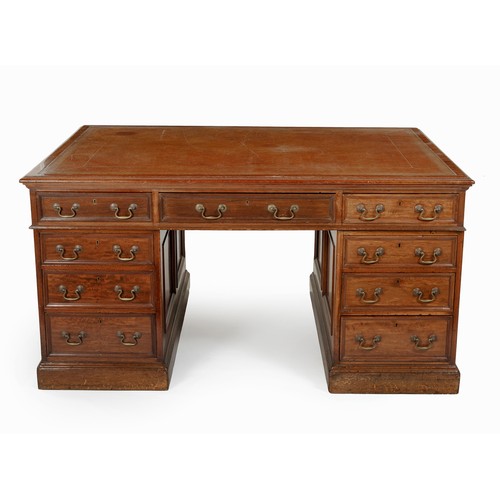 262 - A MAHOGANY PARTNERS PEDESTAL DESK