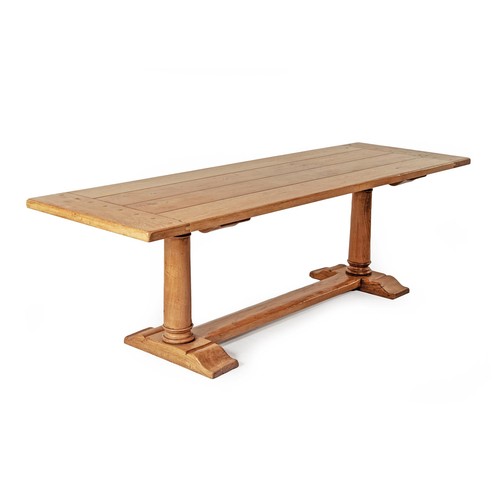 321 - AN OAK REFECTORY STYLE TABLE, MANUFACTURED BY PIERRE CRONJE