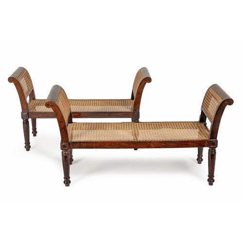 324 - A PAIR OF MAHOGANY WINDOW SEATS, MODERN