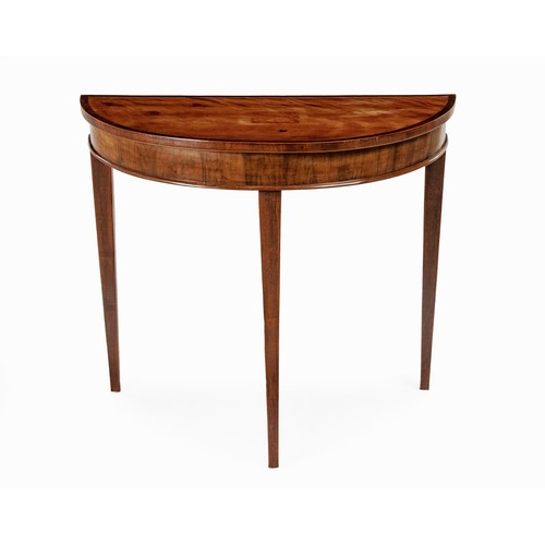 211 - A MAHOGANY DEMI-LUNE SIDE TABLE, 19TH CENTURY