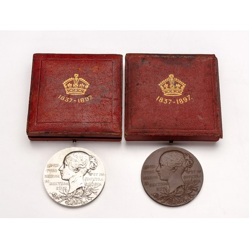 659 - TWO CASED QUEEN VICTORIA DIAMOND JUBILEE MEDALLIONS