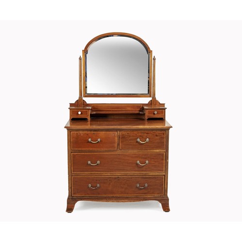 232 - A WALNUT AND INLAID CHEST-OF-DRAWERS, 19TH CENTURY