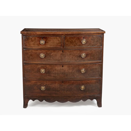 235 - A MAHOGANY AND INLAID CHEST-OF-DRAWERS, 19TH CENTURY