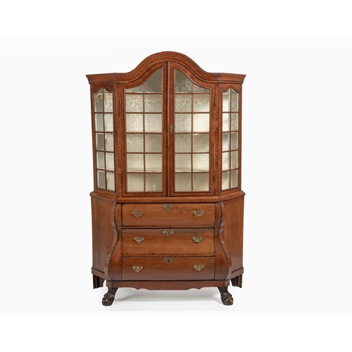 279 - A DUTCH WALNUT DISPLAY CABINET, 19TH CENTURY