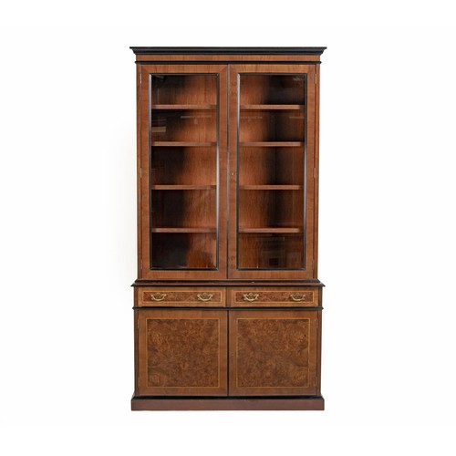 314 - A WALNUT, MAHOGANY AND EBONISED BOOKCASE, MODERN