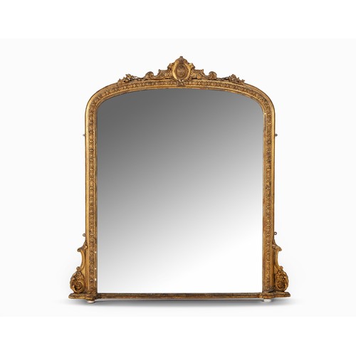 280 - A GILTWOOD OVERMANTEL MIRROR, 19TH CENTURY