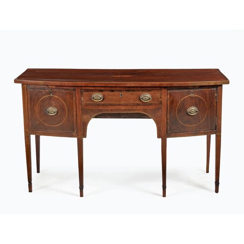 206 - A MAHOGANY AND INLAID SIDEBOARD, 19TH CENTURY