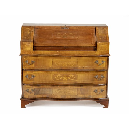 312 - A WALNUT AND INLAID BUREAU, MODERN, MANUFACTURED BY BORGHESANI, ITALY