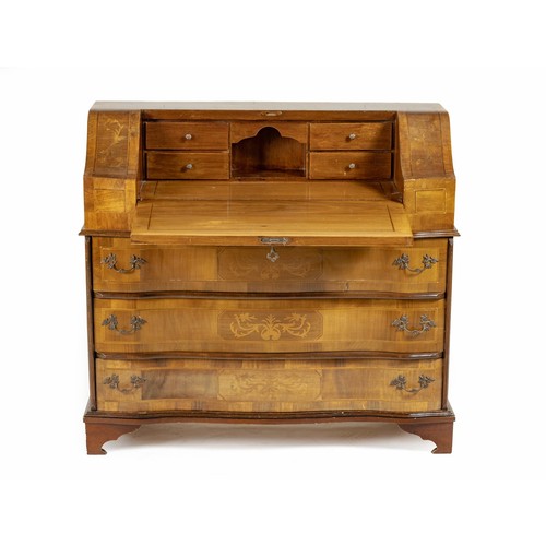 312 - A WALNUT AND INLAID BUREAU, MODERN, MANUFACTURED BY BORGHESANI, ITALY