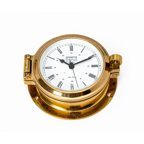 73 - A QUARTZ BRASS SHIPS CLOCK, WEMPE