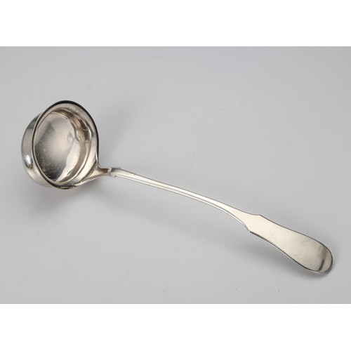 949 - A RUSSIAN SILVER FIDDLE PATTERN LADLE, RABINOWITCH, VILNIUS, 1884