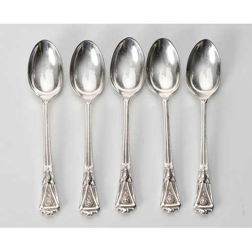 924 - FIVE GEORGE VI SILVER MOCHA SPOONS, ADIE BROTHERS LTD, BIRMINGHAM, 1950