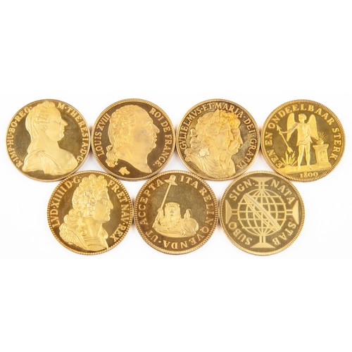 73 - A COLLECTION OF GOLD-PLATED SILVER MEDALLIONS