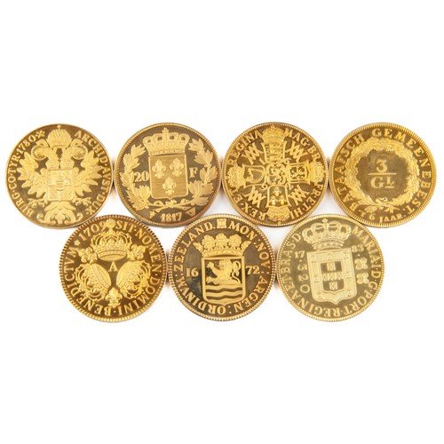 73 - A COLLECTION OF GOLD-PLATED SILVER MEDALLIONS